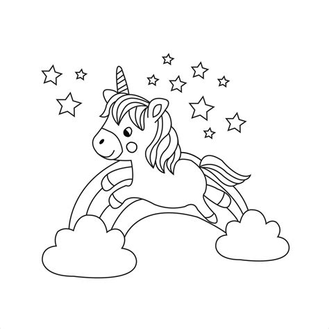 Unicorn With A Rainbow Coloring Page Coloring Pages