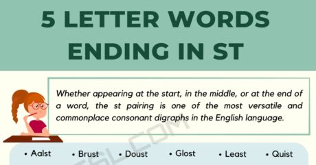 100+ Cool 5 Letter Words Ending in ST in English • 7ESL