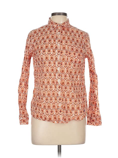 Talbots Women Orange Long Sleeve Blouse 12 Petites | eBay