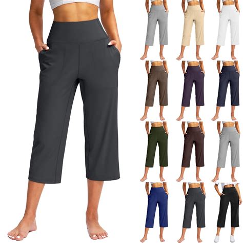JULMCOMO Capri Pants for Women Summer Wide Leg Capri Pants with Pockets ...