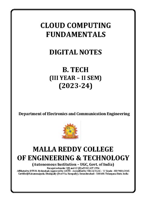 CCF Digital Notes 2023 2024 - CLOUD COMPUTING FUNDAMENTALS DIGITAL ...