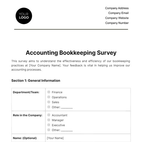 Accounting Bookkeeping Survey Template