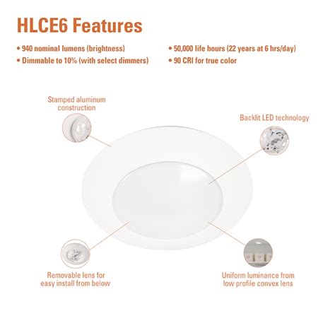 HALO HLCE Series White 6-in 940-Lumen Warm White Round Dimmable LED ...