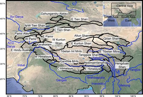 Karakoram Mountains Physical Map