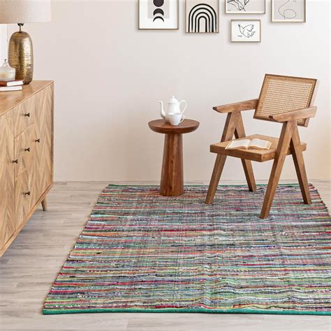 Buy HOMEMONDE Reversible 50 x 81 CM Chindi Rugs Handmade Striped Design ...