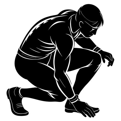 Athlete in ready position silhouette | Premium AI-generated vector