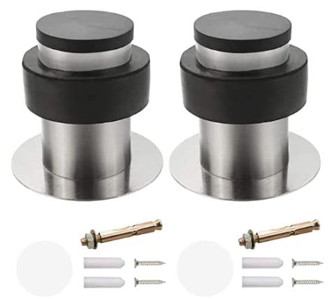 YEYIT 2Pcs Door Stoppers, Wall & Floor Mounted Door Stop with Rubber ...