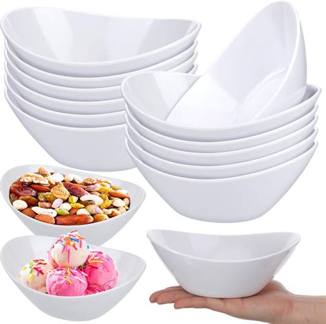 Amazon.com | Dingion 12 Pcs Melamine White Serving Bowls 7'' x 5.3'' x ...