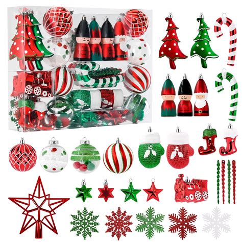 Amazon.com: Alupssuc 95pcs Christmas Ornaments Bulk, Red and Green ...