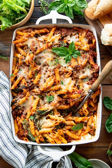 Sausage and Spinach Penne Pasta Bake - The Seasoned Mom