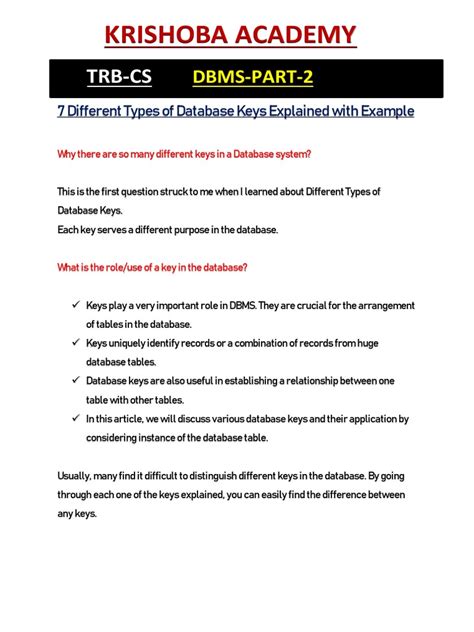 Image result for Database Key Types