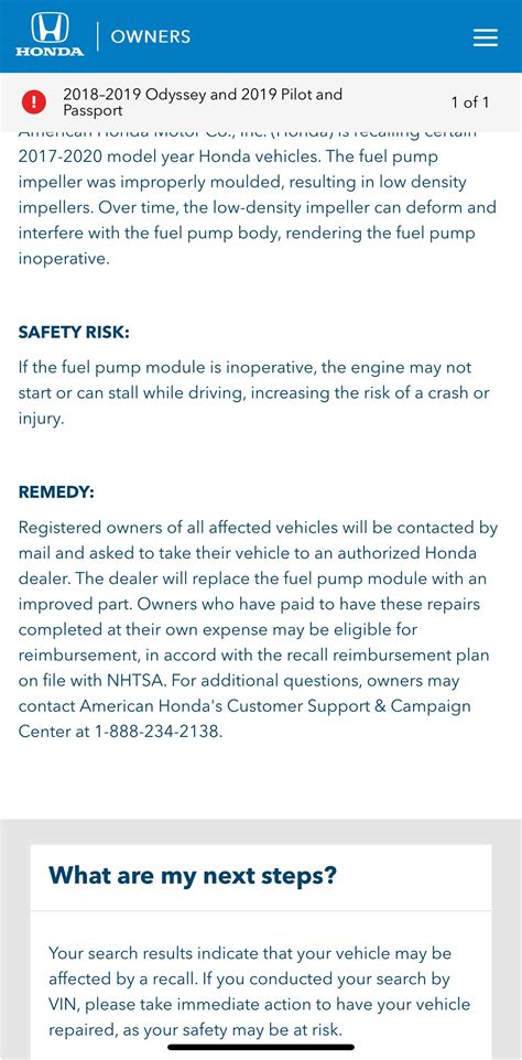 December 2023 RECALL on various 2017-2020 Models - Honda Fuel Pump defect • Part 573 Safety ...