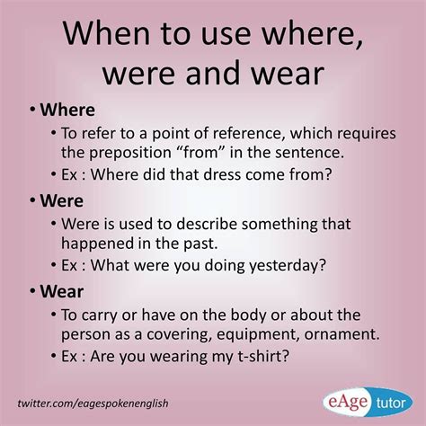 When to use where, were and wear