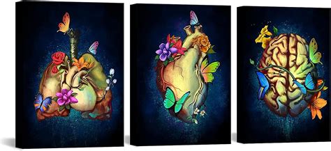 Buy DuoBaorom 3 Pieces Anatomy Canvas Wall Art Abstract Black Flower ...