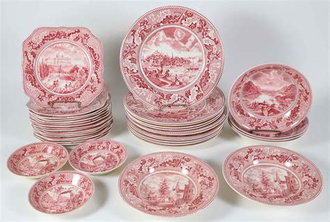 Red and White Johnson Bros. England "Historic America" Dinnerware with ...
