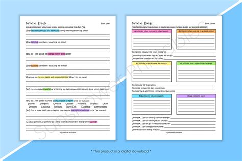 Mood Vs Energy Printable Worksheets - Emotion Exploration Prompts ...