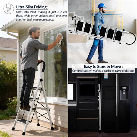 Plantex Steel Ladder for Home/Strong Foldable Wide 6 Step Ladder/Anti ...