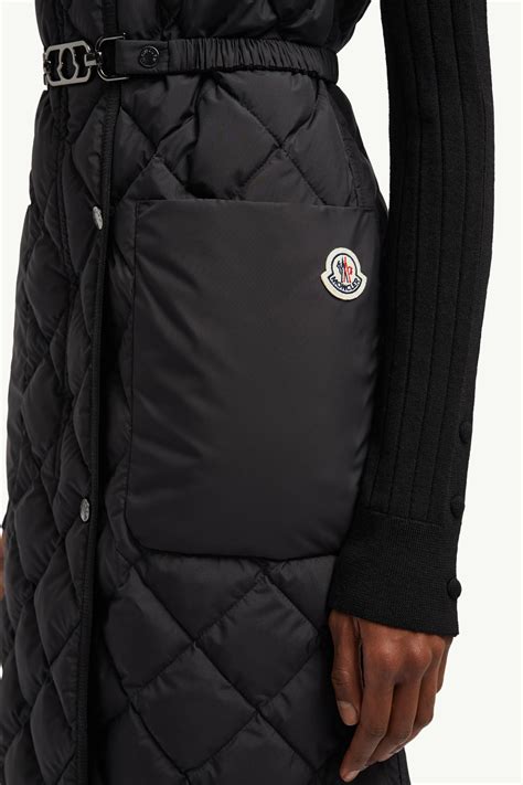 Black Butor Diamond-Quilted Long Down Vest - Vests for Women | Moncler US