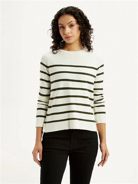 Women's Striped Off White Crew Neck T-shirt – Levis India Store