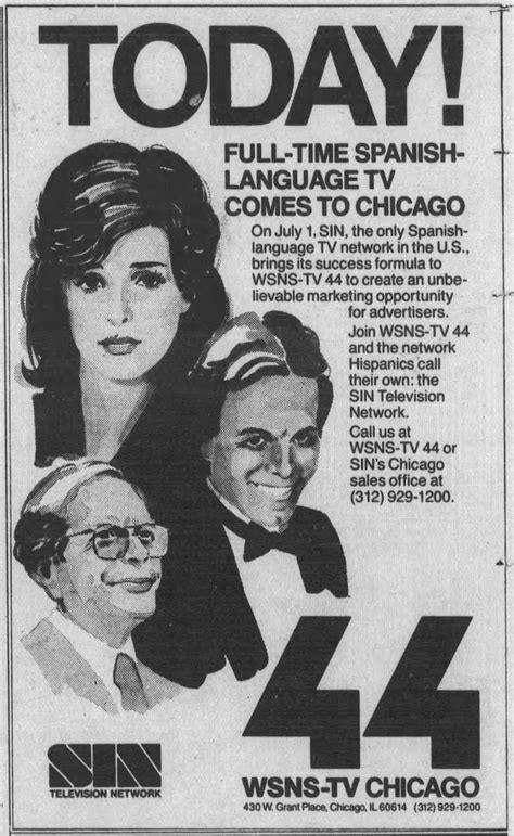 35 years ago today, WSNS-TV Channel 44, English television programming ...