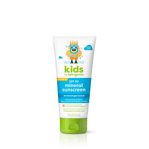 kids SPF 50+ mineral sunscreen lotion| babyganics