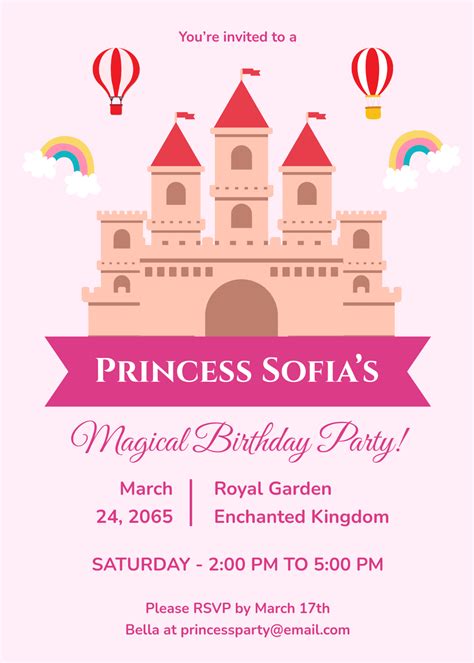 Free Princess Invitation Templates, Editable and Printable