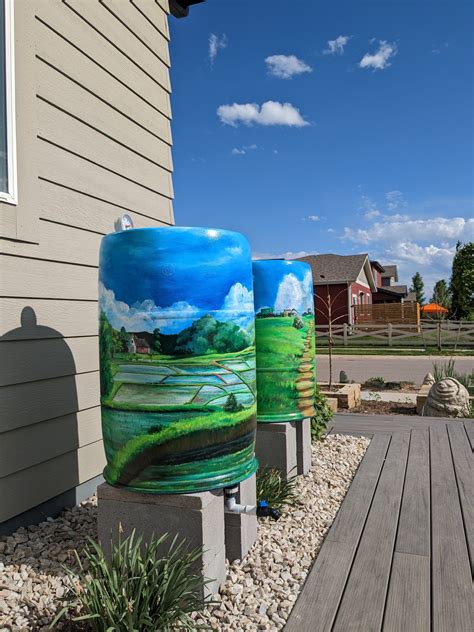 Plastic Painted Rain Barrels