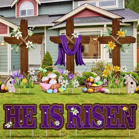 Amazon.com : Menkxi 14 Pcs Easter Large Yard Sign Holiday Outdoor Lawn ...