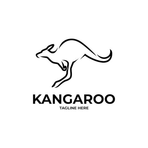 Jump Kangaroo Line Art Logo-Design | Premium Vektor