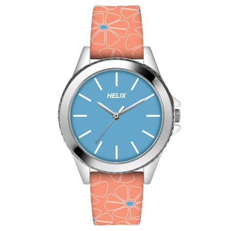 Helix By Timex Blue Round Analog Leather Watch Women -TW035HL10