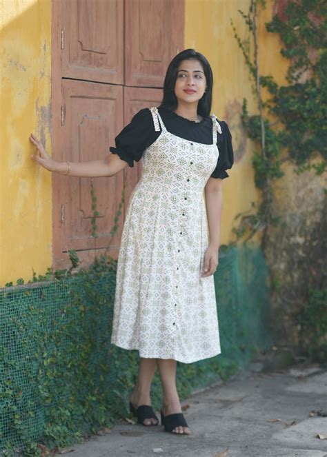 Women's Black & off white pinafore dress