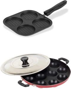 MUSVUZA Appam Patra and Mini Uttapam Non-Stick Aluminum maroon/Cavity ...