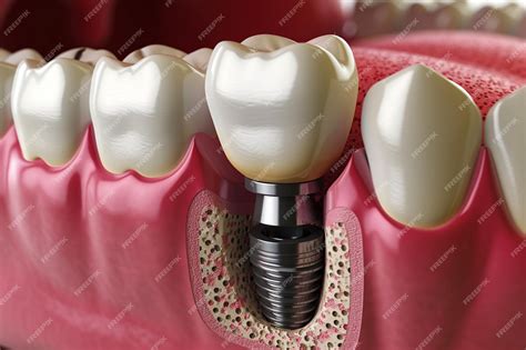 Premium Photo | Dental implant process Illustration showcases tooth metal screw and crown