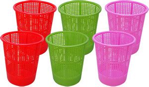 Wonder Plastic Jali 222 Open Dustbin, Set of 6 Pcs, 7 Ltr Dustbin, Pink ...