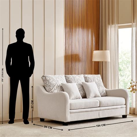 Buy Kingsbury Fabric 3-Seater Sofa with Cushions - Beige from Home ...