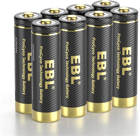 Amazon.com: EBL Gold Pro Rechargeable AA Batteries 8 Pack, 1.2V 2800mAh ...