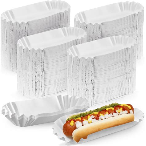 Buy [500 Pack] 6" White Disposable Fluted Paper Hot Dog Trays -Hot Dog ...