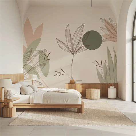 Beautiful Green and Beige Floral & Leaves Wallpaper Design – Life n Colors