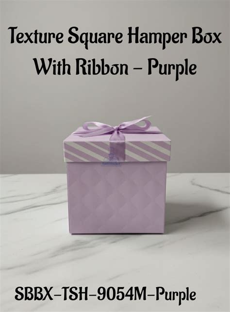 Home Texture Square Hamper Box With Ribbon - Purple | 15 x 15 x 15 cm ...