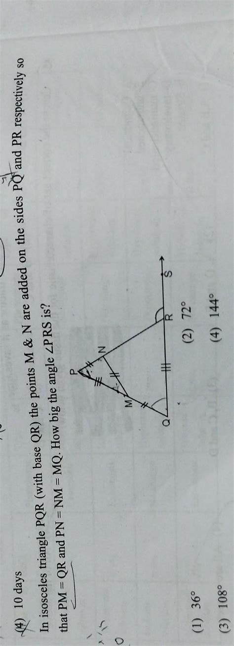 In isosceles triangle POR (with base QR) the points M & N are added on ...