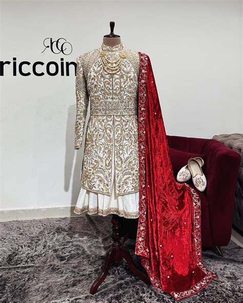 OFF-WHITE HEAVY BEADING SHERWANI – Ricco India