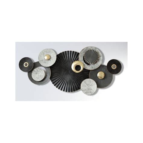 8 Circles Black and Grey Premium metal wall art (46 x 22 Inches ...