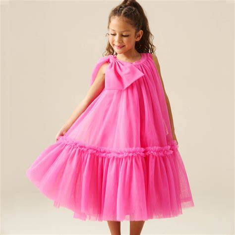 Angel & Rocket Girls Solid Pink Cotton Polyester Dresses