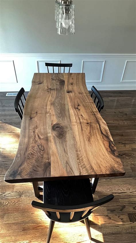 Solid american black walnut live edge dining table live edge kitchen ...