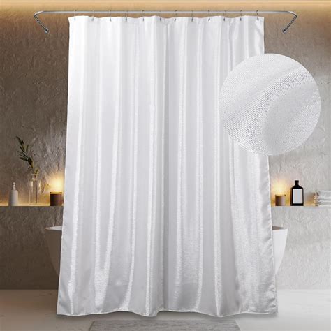 Amazon.com: Popkozzi Silver White Shower Curtain: 84 Inch Glitter ...