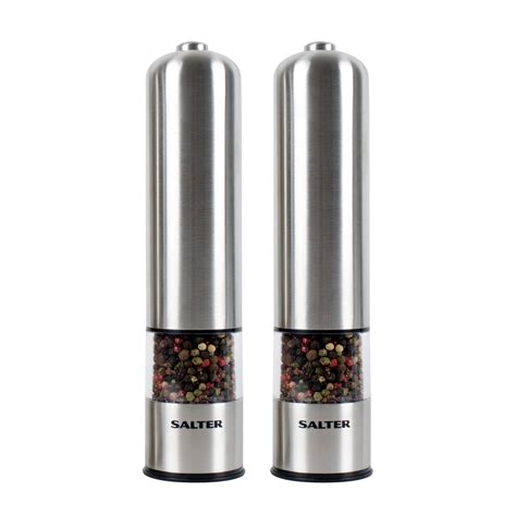 Buy Salter 7722 SSTURA Electric Salt & Pepper Grinder Set - BPA-Free ...
