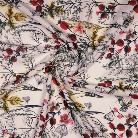 Off White Floral Digital Print Rayon Fabric – Fabcurate