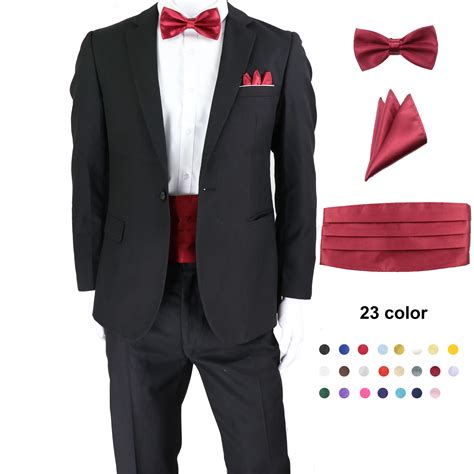 Wine-Red-23-Solid-Color-Men-Elastic-Cummerbund-Waist-seal-Bow-Tie-Set ...