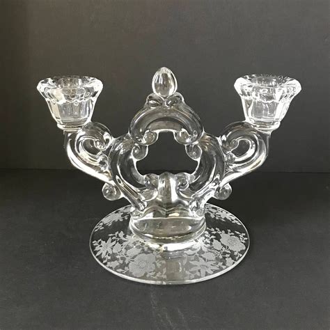 Crystal Double Candlestick Holder Candelabra Cambridge | Etsy ...