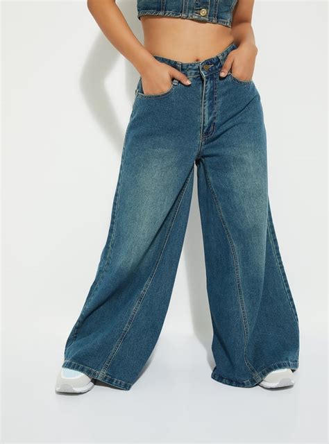 Buy ALAYA F x URB_N Women Washed Wide-Leg Jeans Online at just Rs. 1499 ...